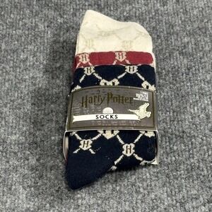 Harry Potter Socks Womens 6-10 3 Pairs Navy Cream Hogwarts Crew Wizarding World